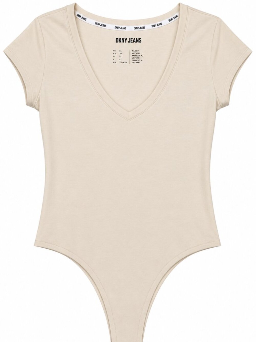 DKNY Jeans Cream V-Neck Bodysuit XL NWOT